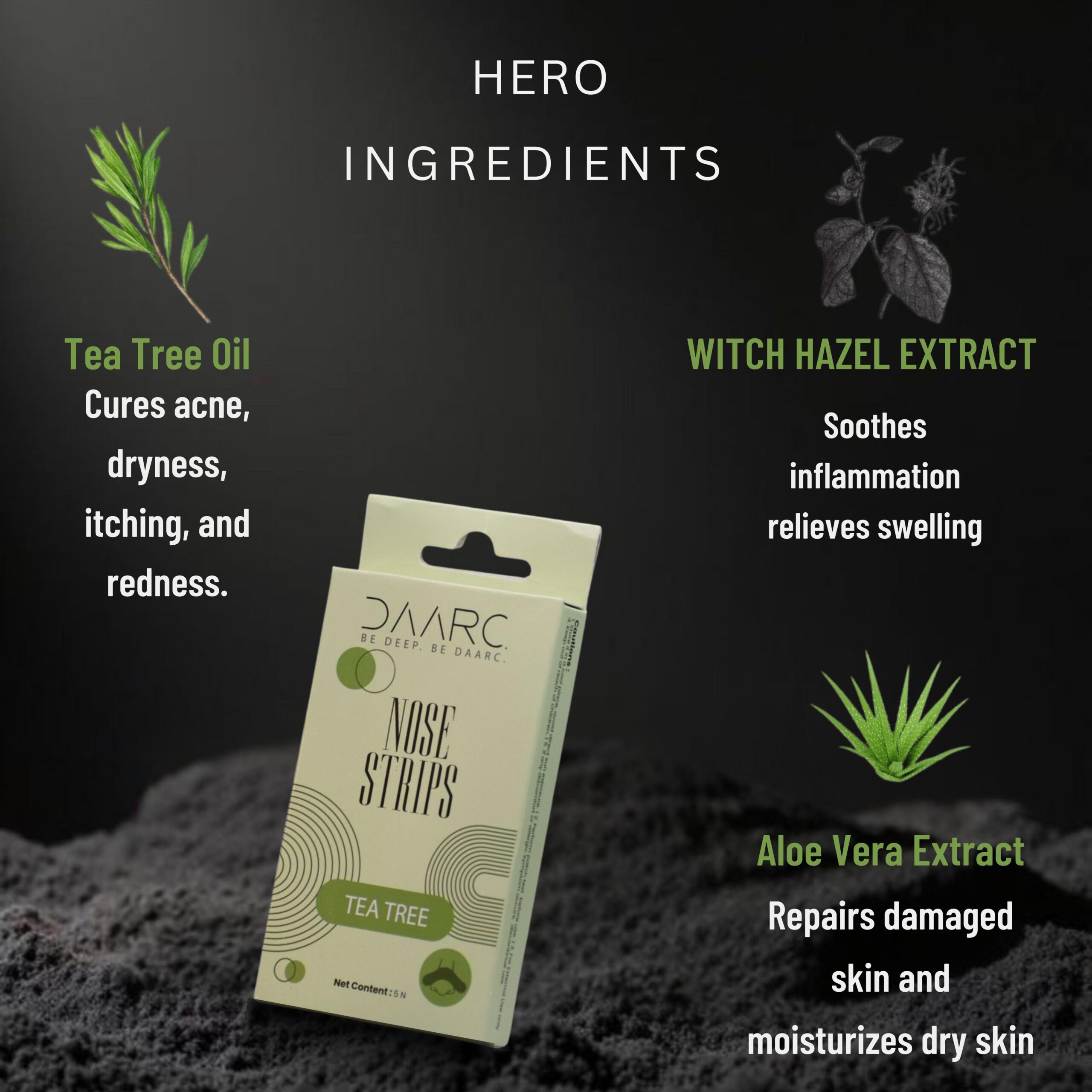 DAARC Tea Tree Nose Strips for Blackhead Removal | FDA Approved | - Image 2
