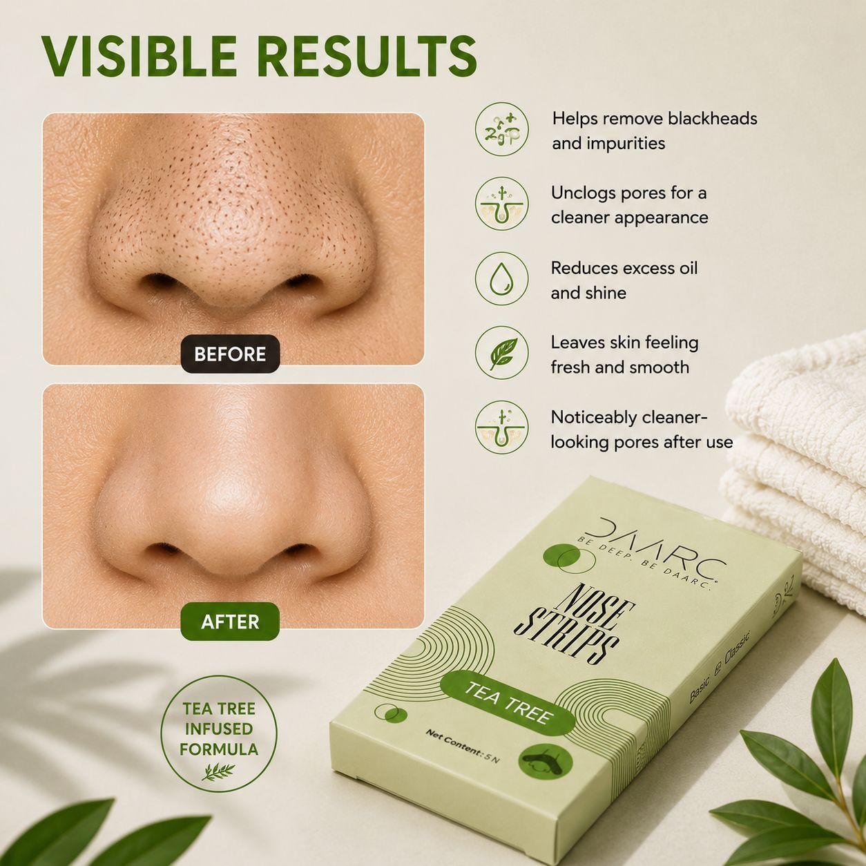 DAARC Tea Tree Nose Strips for Blackhead Removal | FDA Approved | - Image 5
