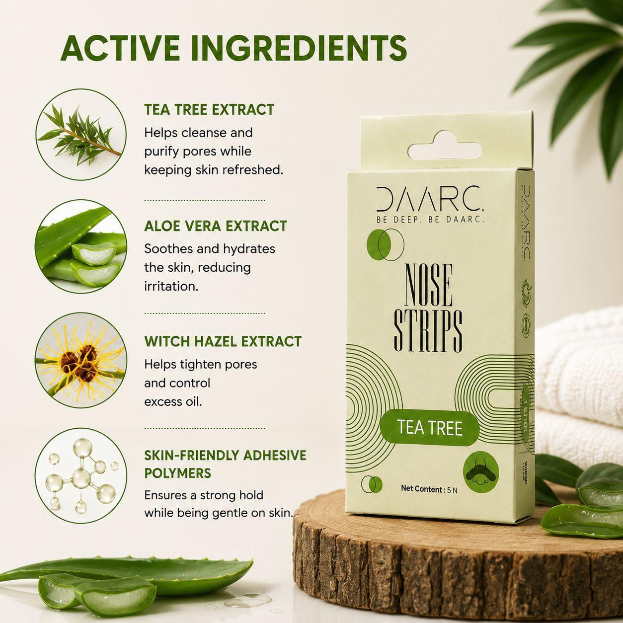 DAARC Tea Tree Nose Strips for Blackhead Removal | FDA Approved | - Image 2